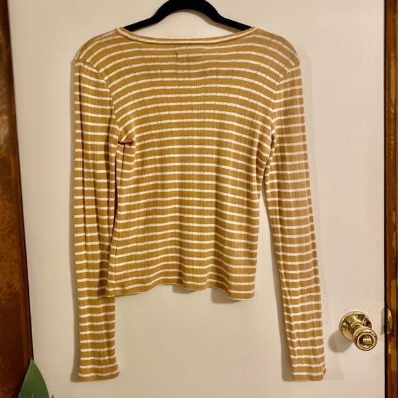 ☼ AEO Yellow Long Sleeve Striped Tee - Picture 3 of 6